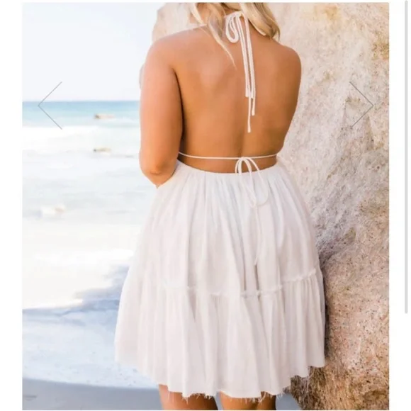 strapless open back dress Short and Sweet White Eyelet Mini Dress